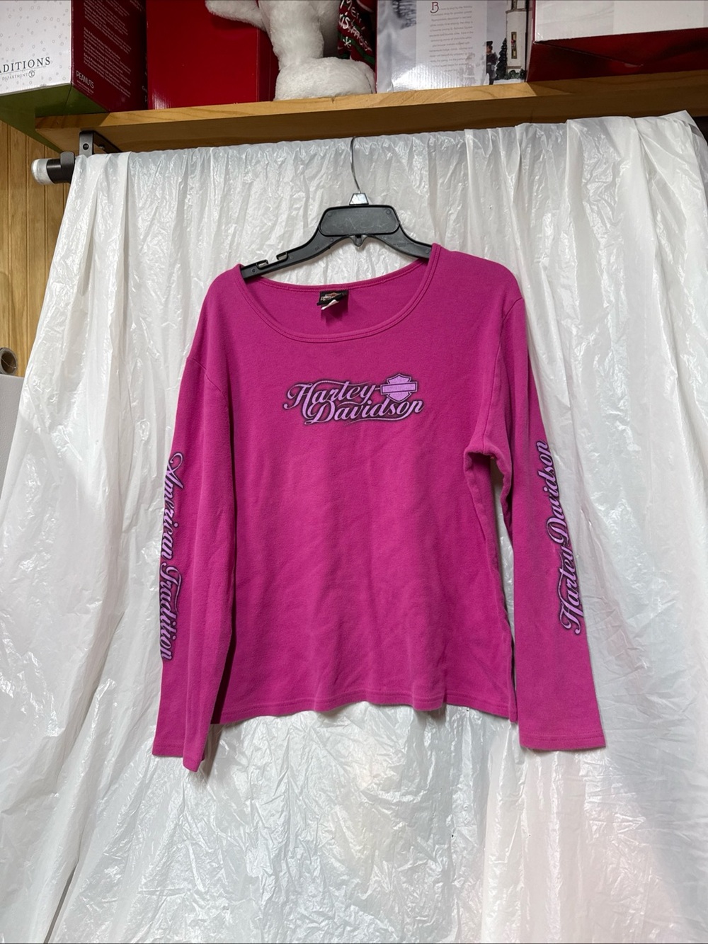 Harley-Davidson Women's Magenta Long-Sleeve Logo Tee size 2XL